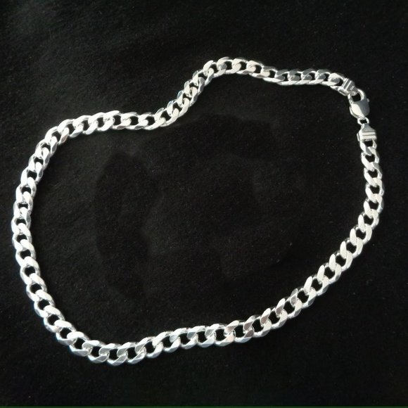 Solid THICK Heavy 9.3mm Curb Chain 24", 925 ITALY Sterling Silver Curb Chain - Picture 1 of 3